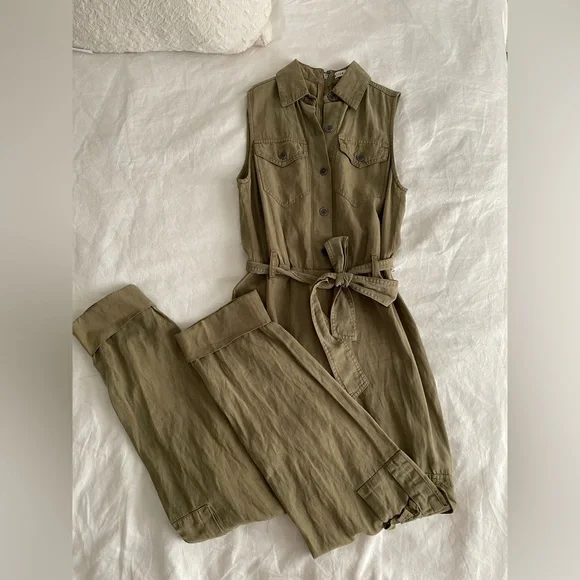 Alice + Olivia Joel Sleeveless Cargo Jumpsuit - Olive Green - Picture 5 of 6